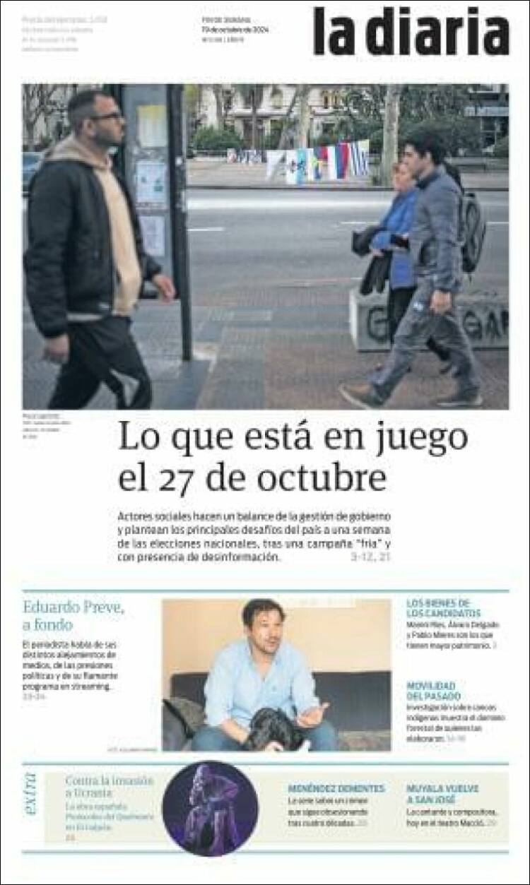 Portada de La Diaria (Uruguay)
