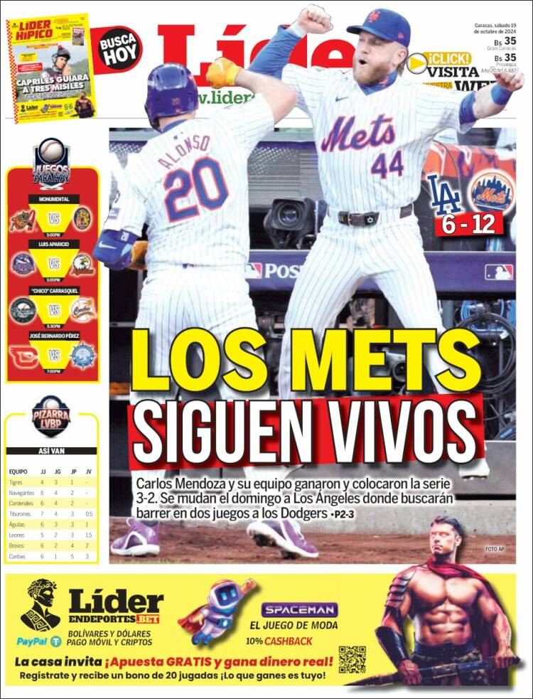 Portada de Lider en deportes (Venezuela)