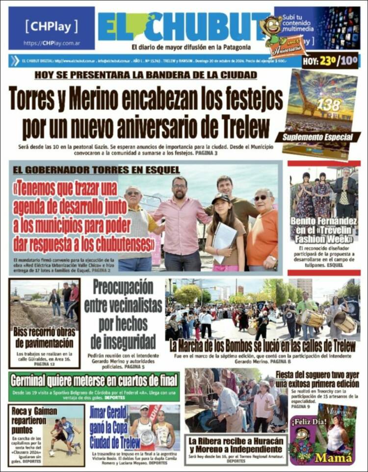 Portada de El Chubut (Argentina)