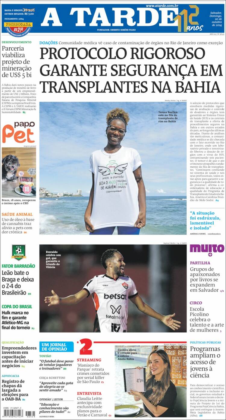 Portada de Diário A Tarde (Brasil)