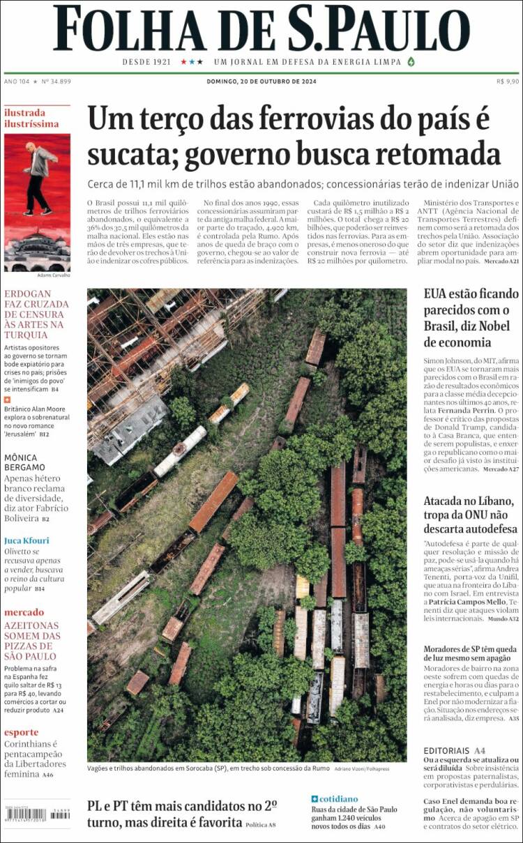 Portada de Folha de São Paulo (Brasil)