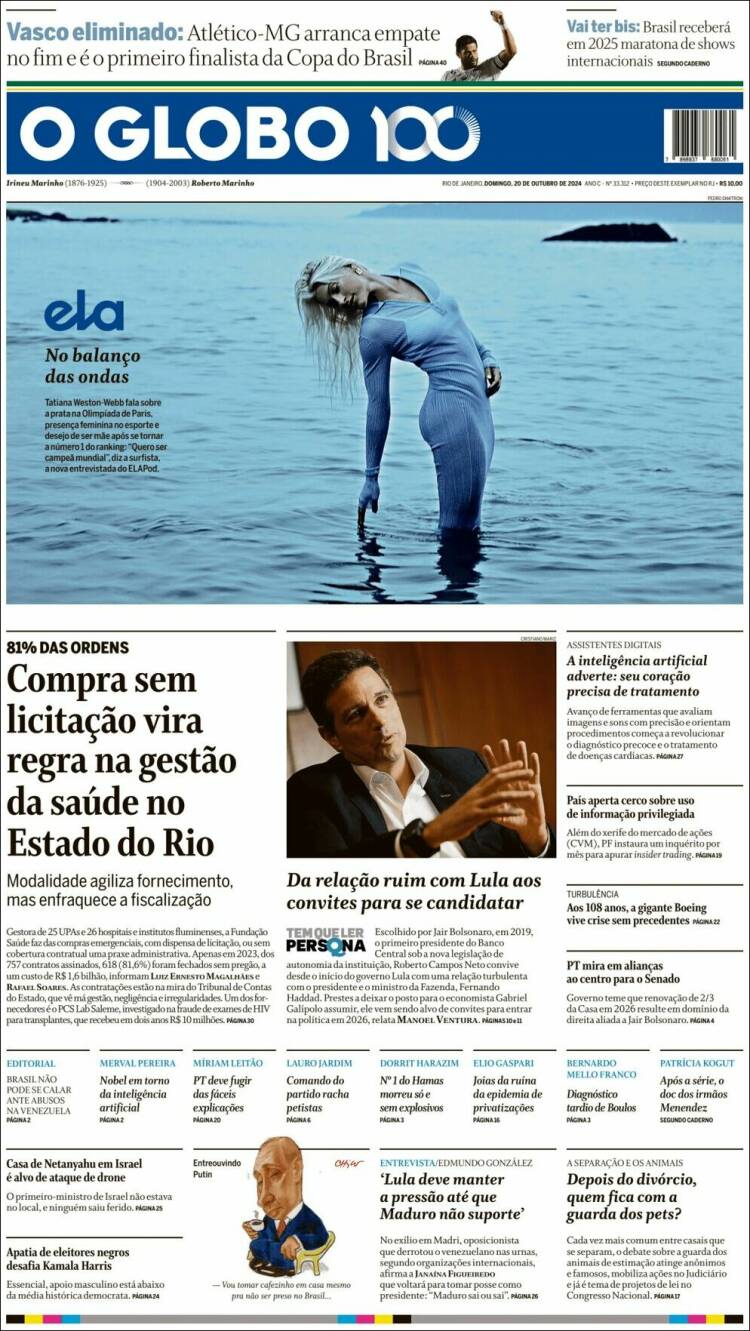Portada de O Globo (Brasil)