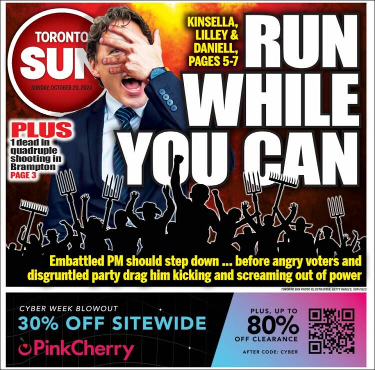 Portada de The Toronto Sun (Canadá)