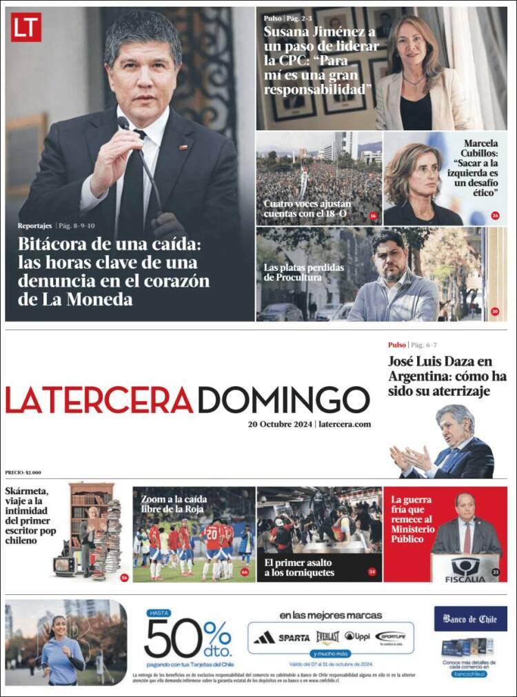 Portada de La Tercera (Chile)