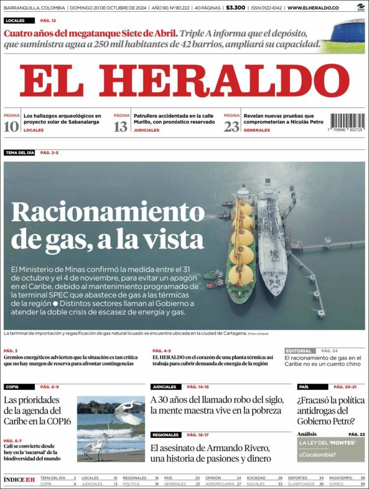 Portada de El Heraldo (Colombia)