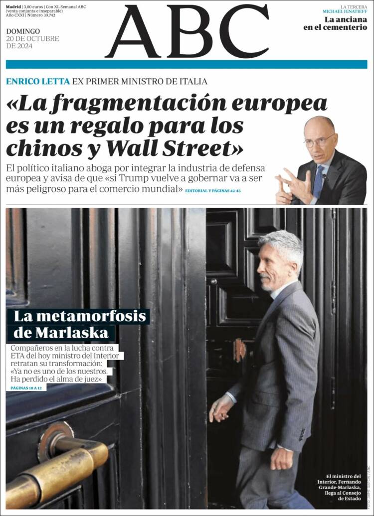 Periódico ABC (España). Periódicos de España. Edición de domingo, 20 de ...