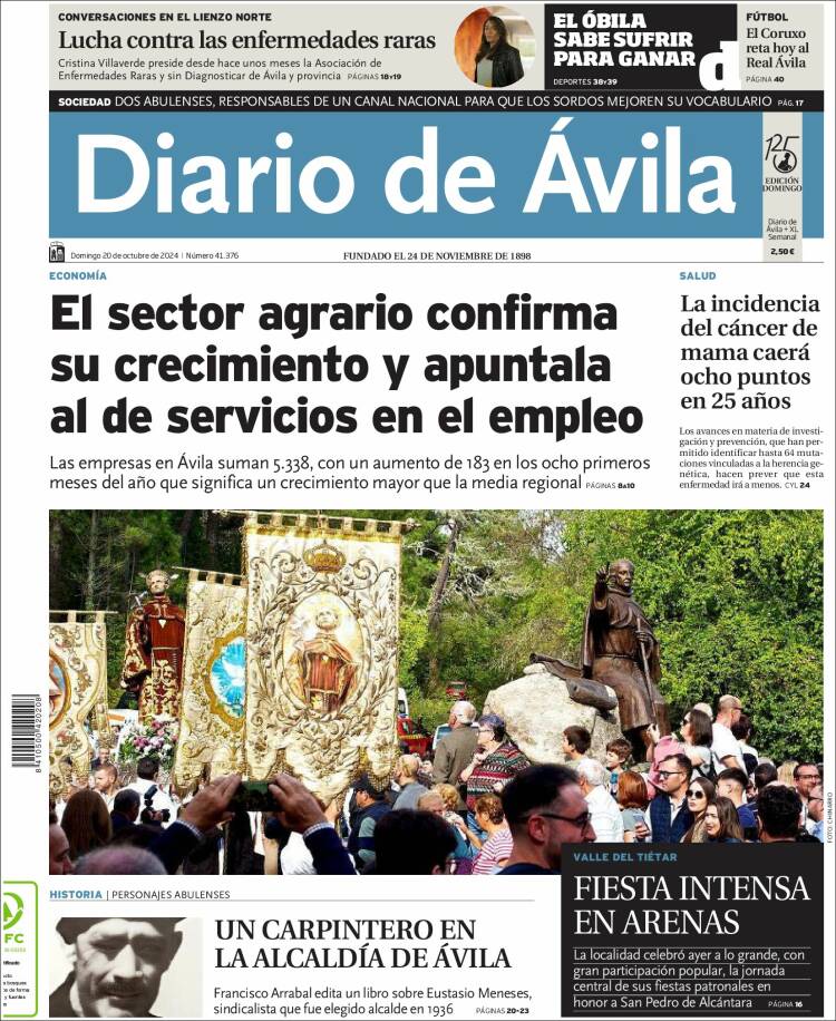 Portada de Diario de Ávila (España)