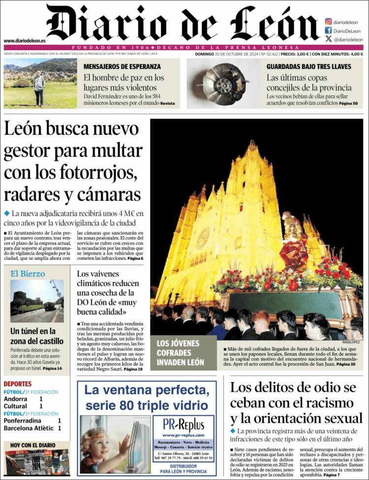 Portada de Diario de León (España)