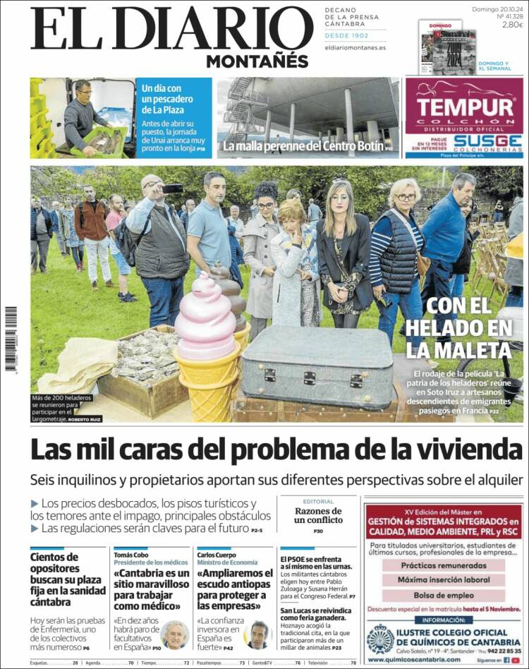 Portada de El Diario Montañés (España)