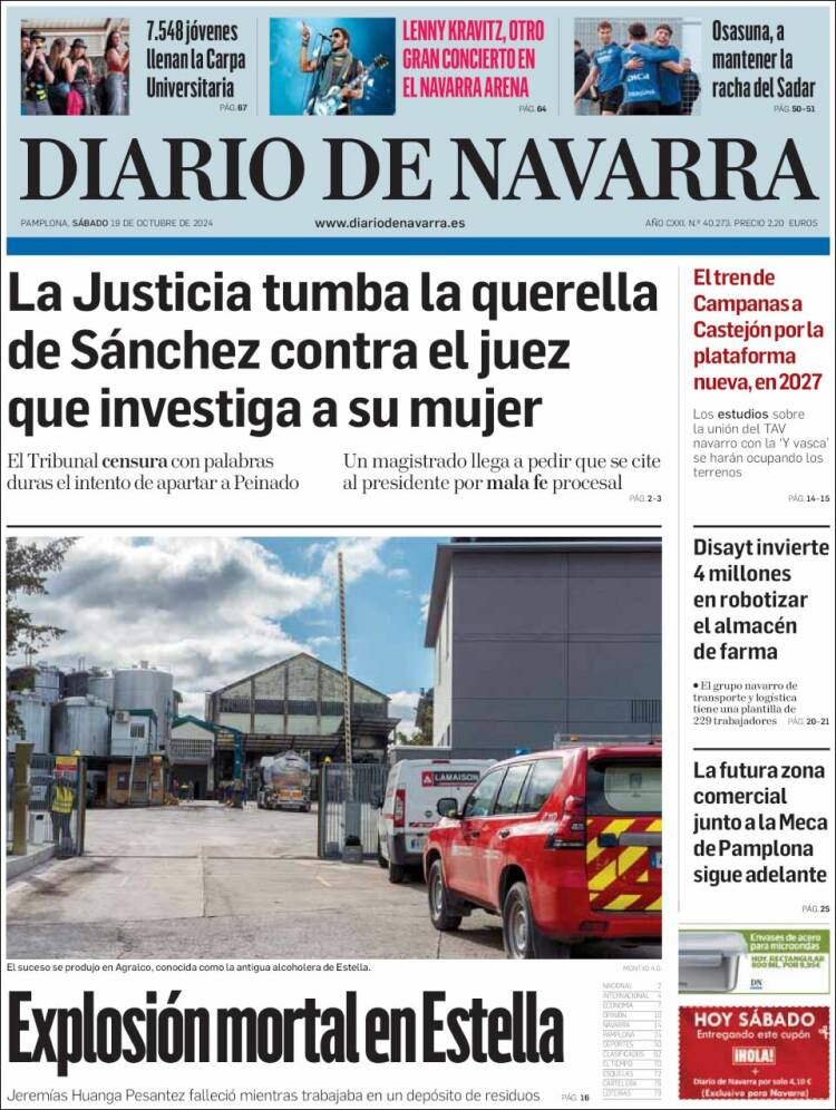 Portada de Diario de Navarra (España)