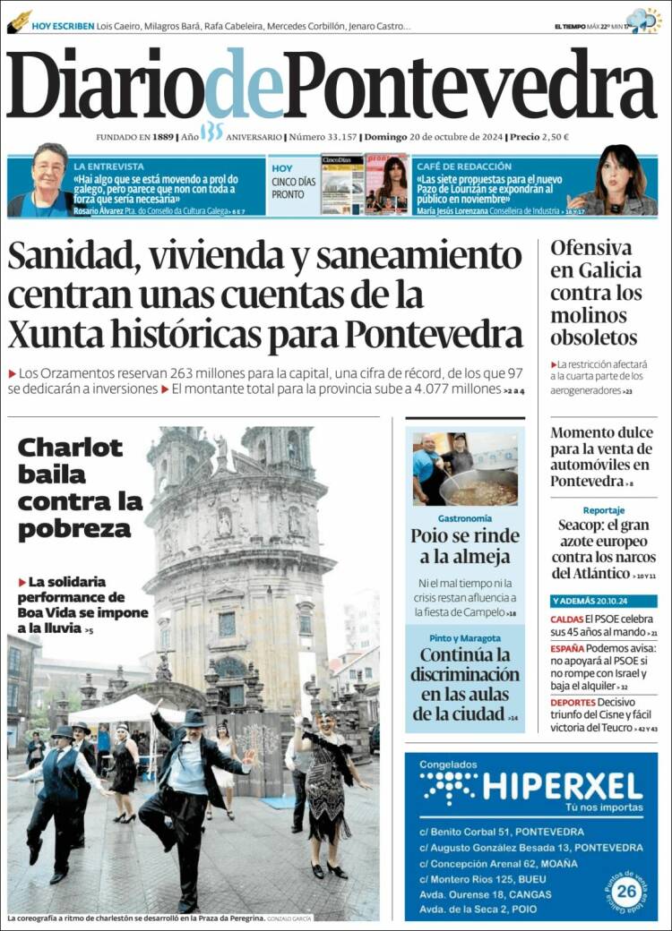 Portada de Diario de Pontevedra (España)