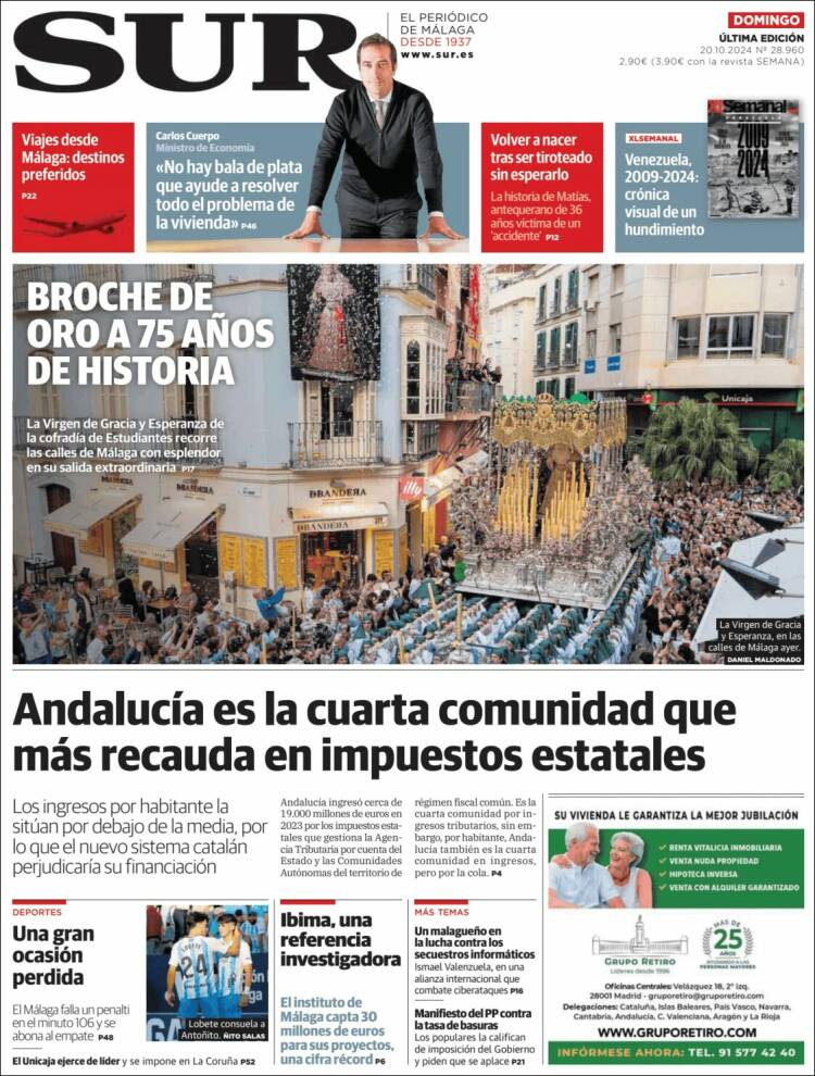 Portada de Diario el Sur (España)