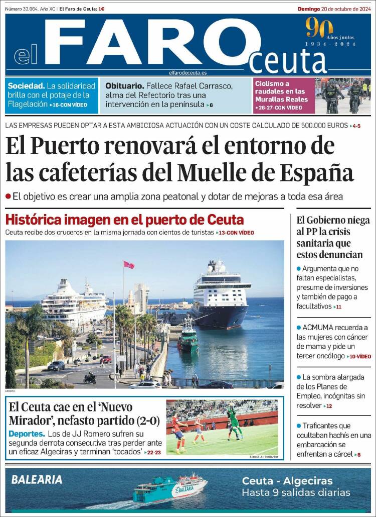 Portada de El Faro de Ceuta (España)