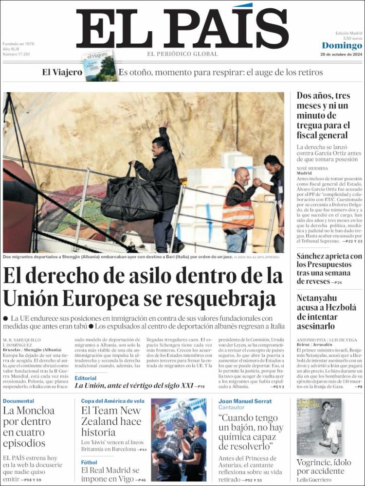 Portada de El País (España)