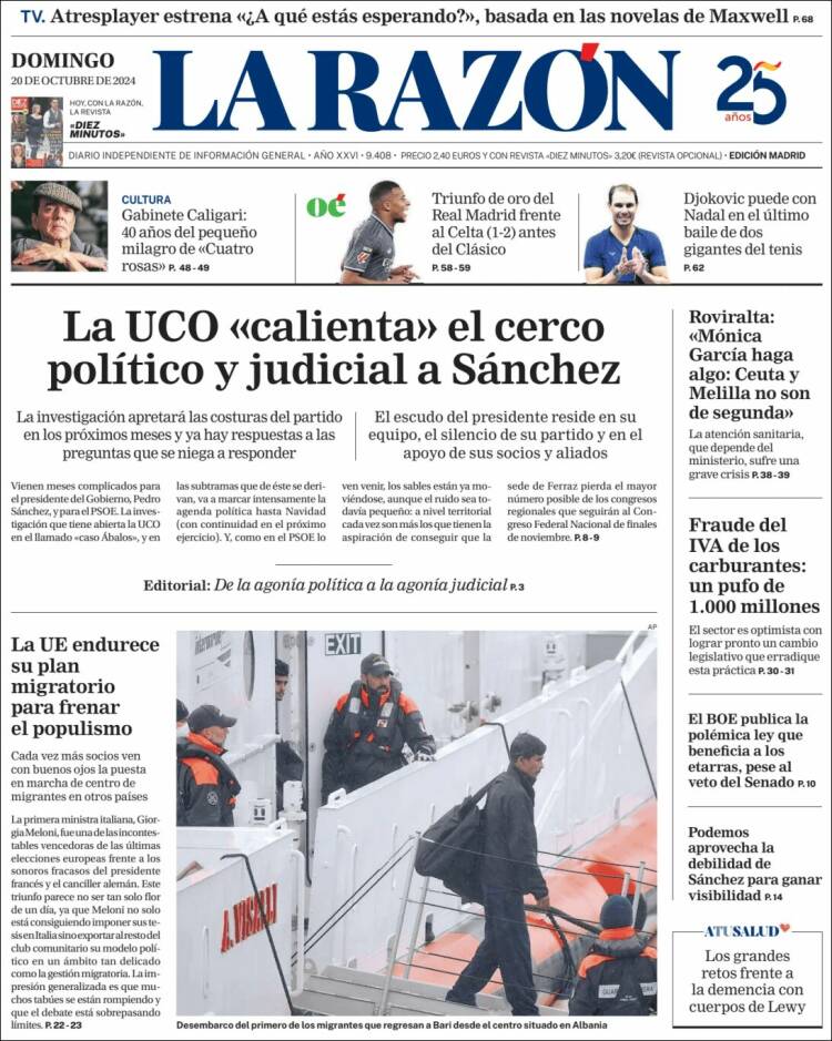 Portada de La Razón (España)