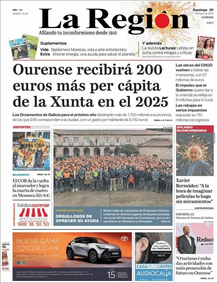 Portada de La Región de Ourense (España)