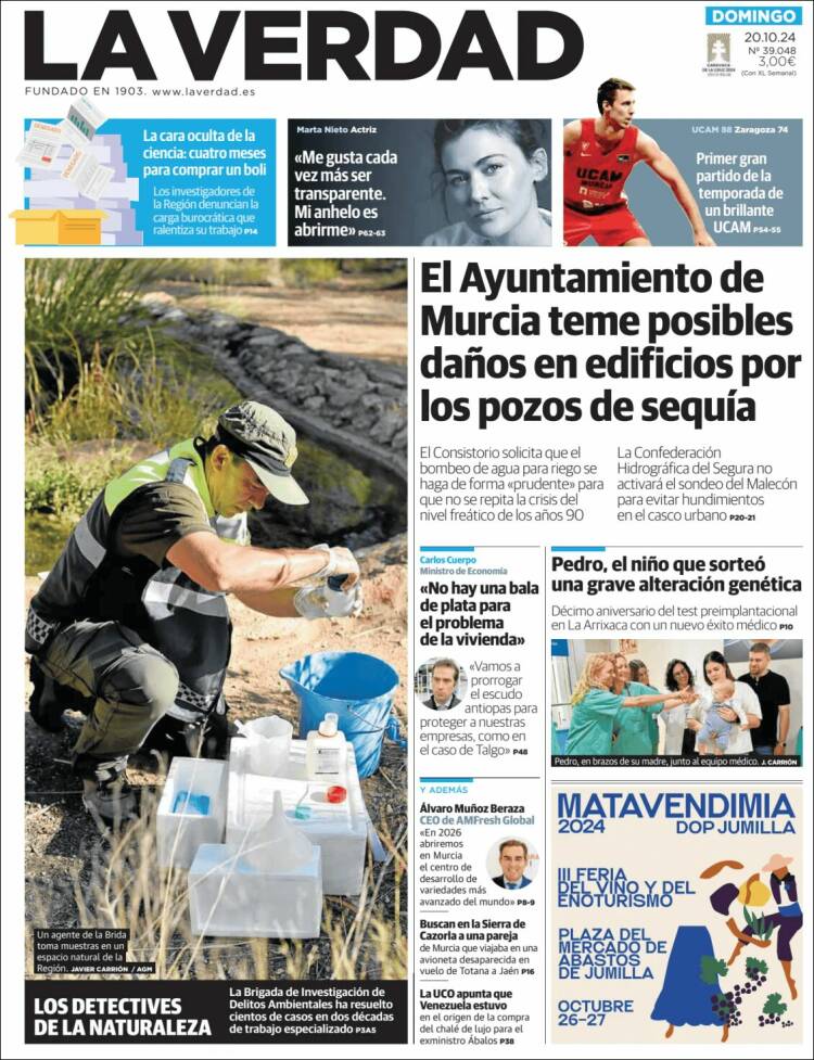 Portada de La Verdad de Murcia (España)