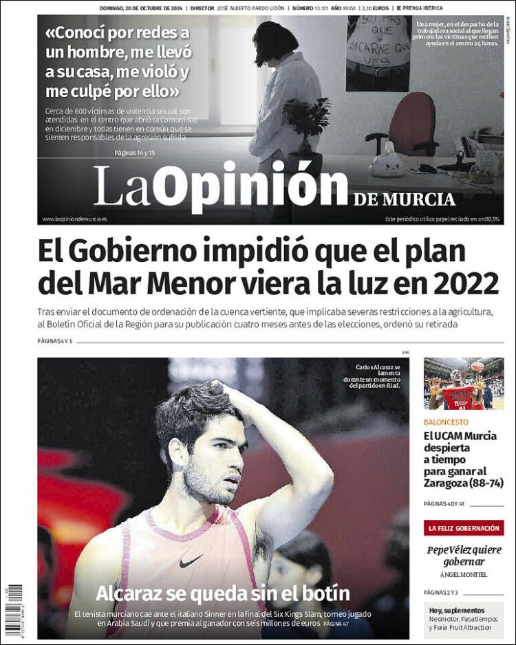 Portada de La Opinión de Murcia (España)