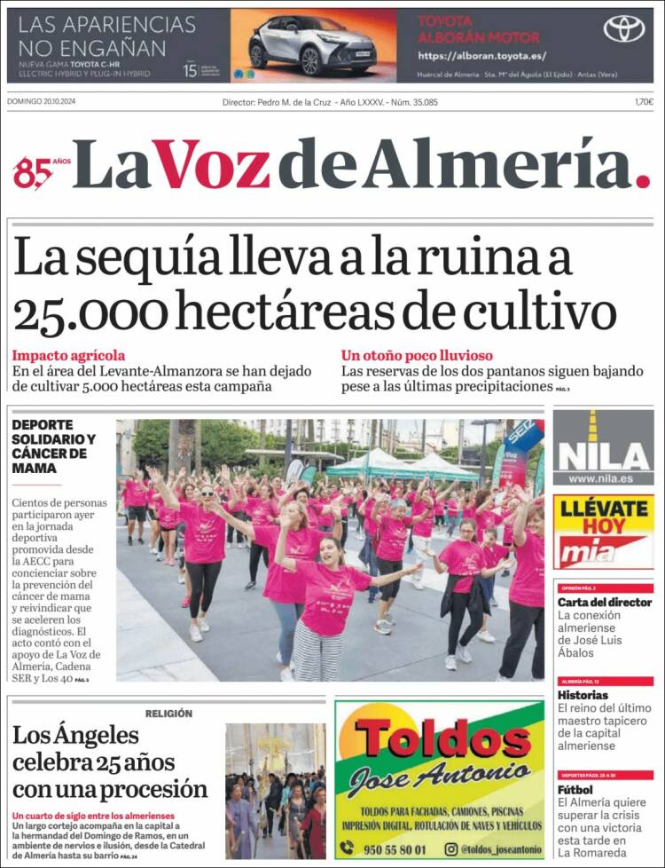 Portada de La Voz de Almería (España)