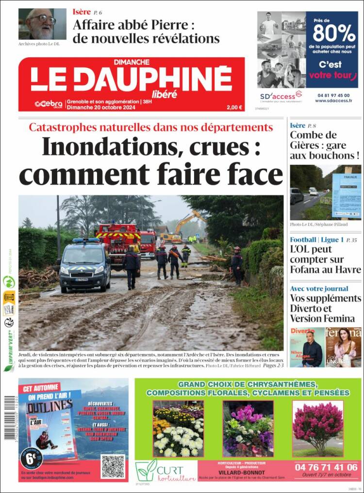 Portada de Le Dauphiné Libéré (Francia)