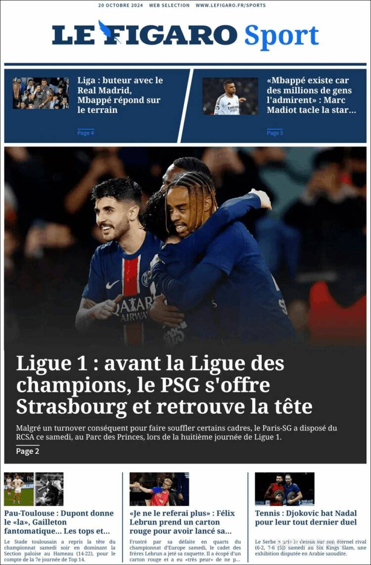 Portada de Le Figaro Sport (Francia)