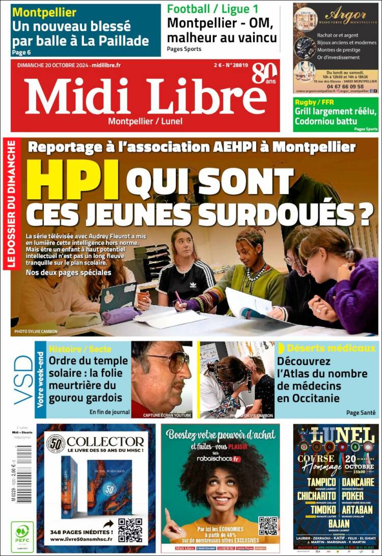 Portada de Midi Libre (Francia)