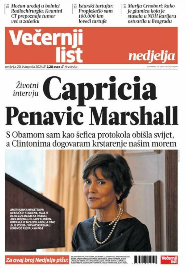 Portada de Večernji (Croacia)