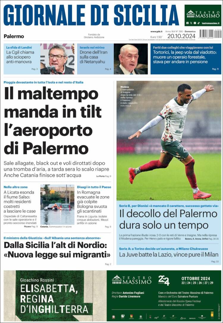 Portada de Giornale di Sicilia (Italia)