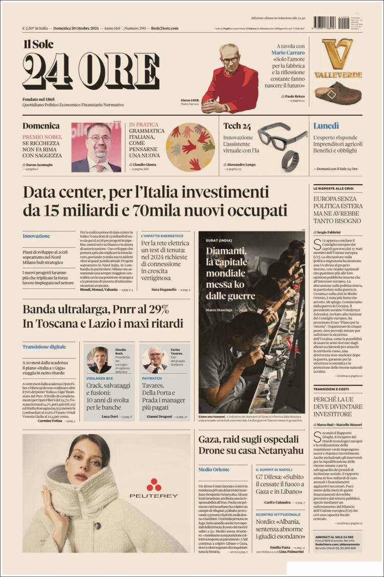 Portada de Il Sole 24 ORE (Italia)