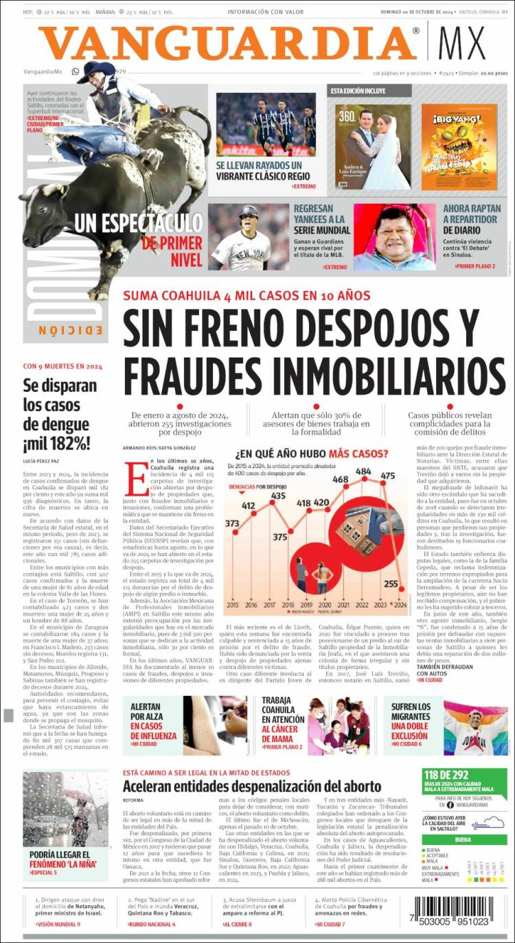 Portada de Vanguardia (México)