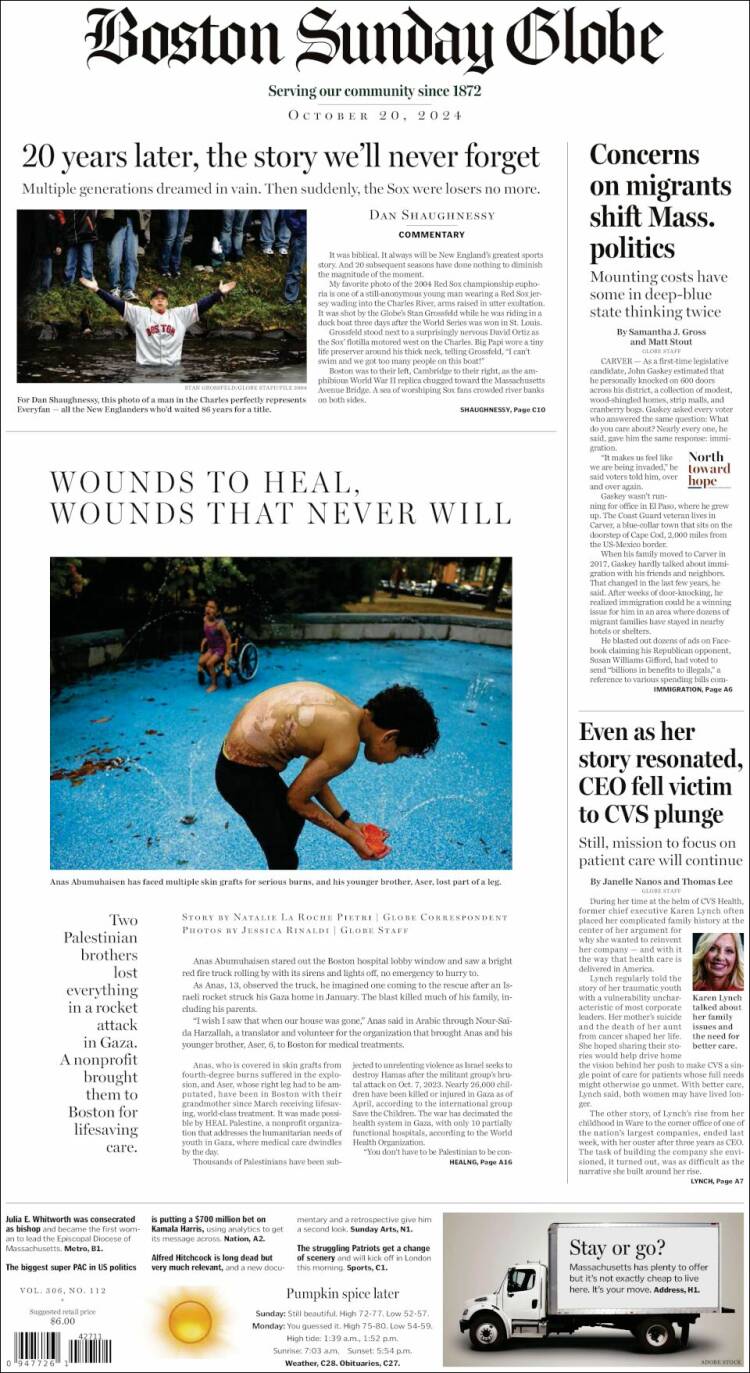 Portada de Boston Globe (USA)