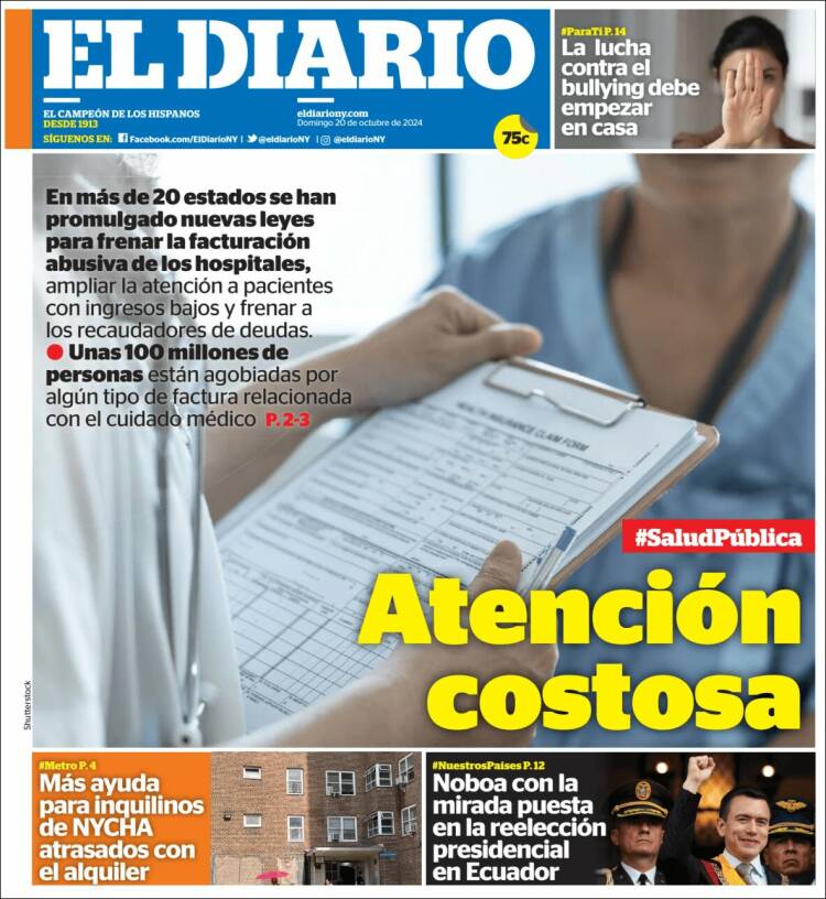 Portada de El Diario NY (USA)