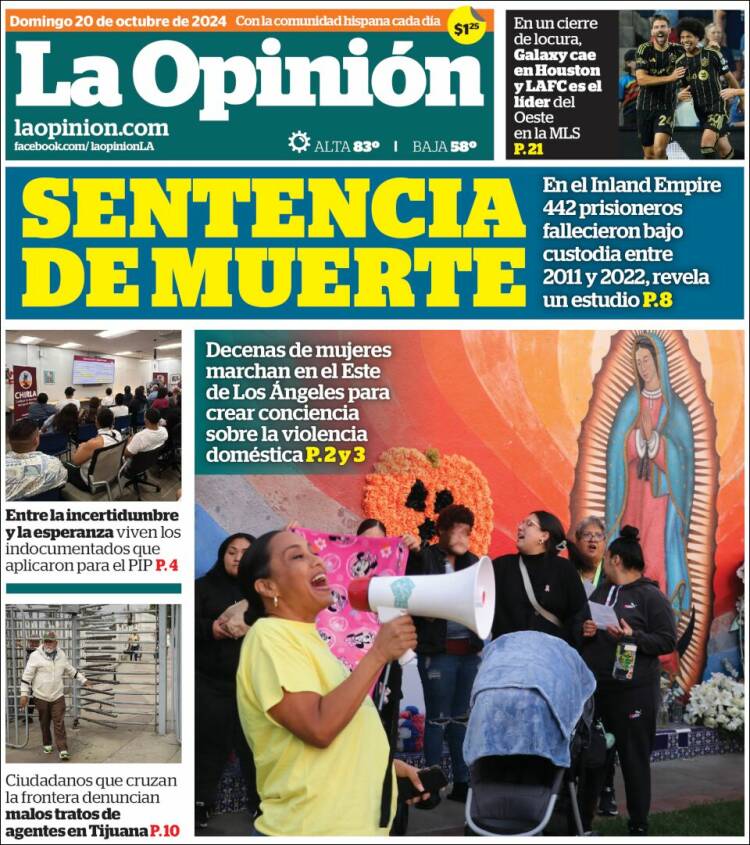 Portada de La Opinión (USA)