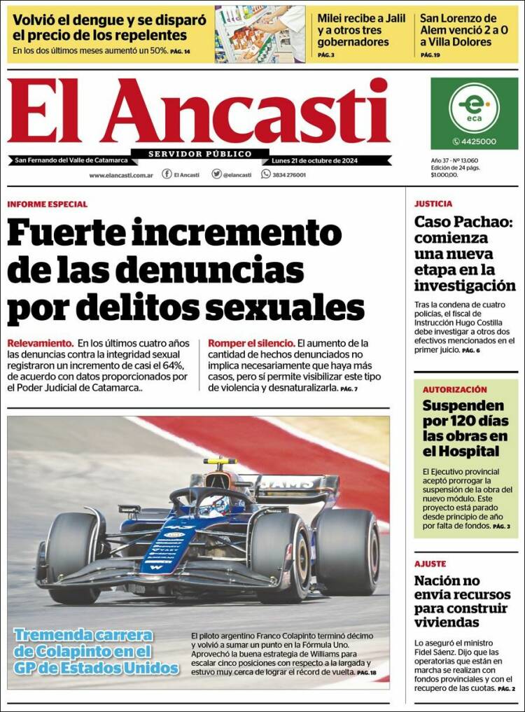 Portada de El Ancasti (Argentina)