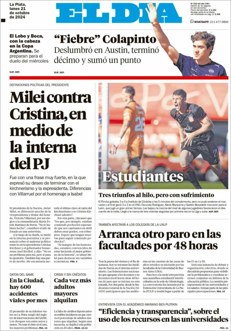 Portada de El Día de la Plata (Argentina)