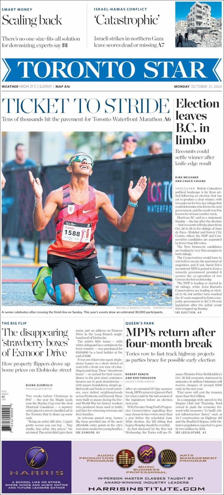 Portada de The Toronto Star (Canadá)