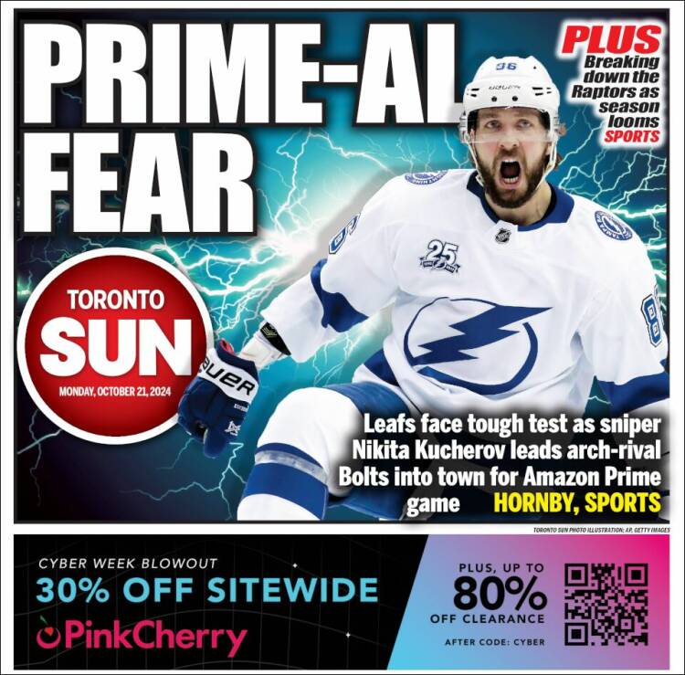 Portada de The Toronto Sun (Canadá)