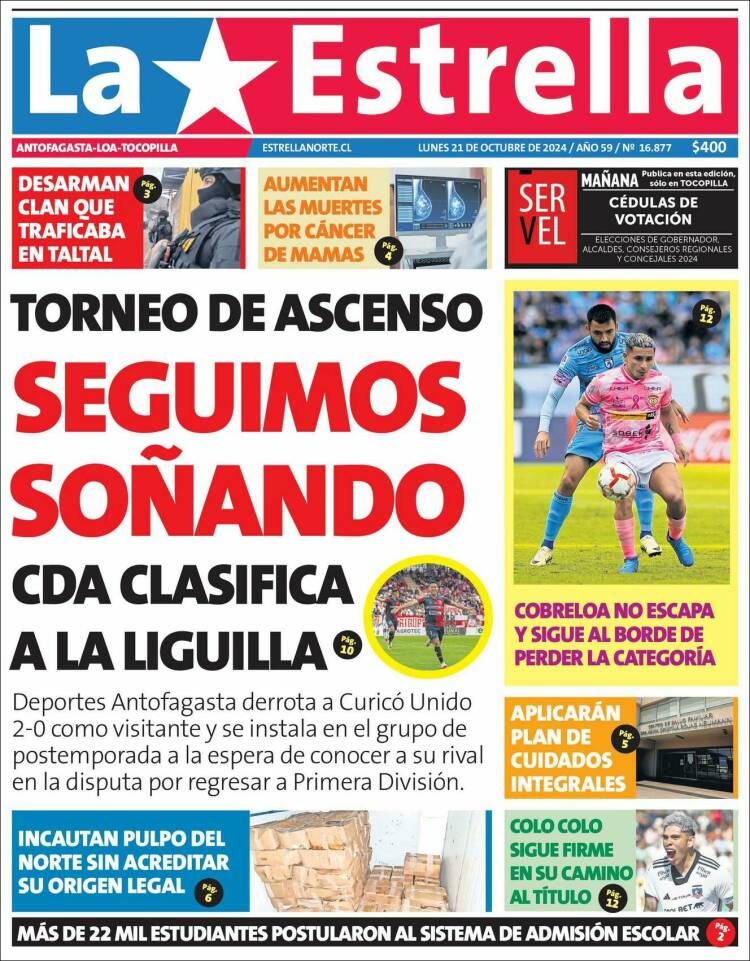 Portada de La Estrella de Tocopilla (Chile)