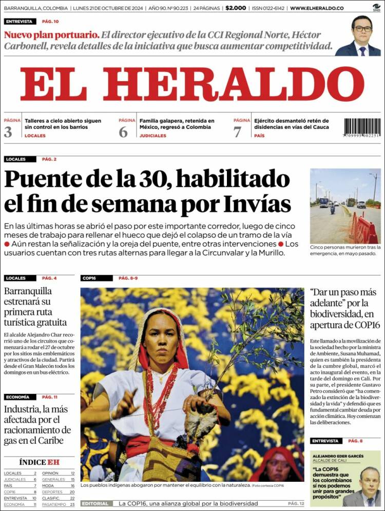 Portada de El Heraldo (Colombia)