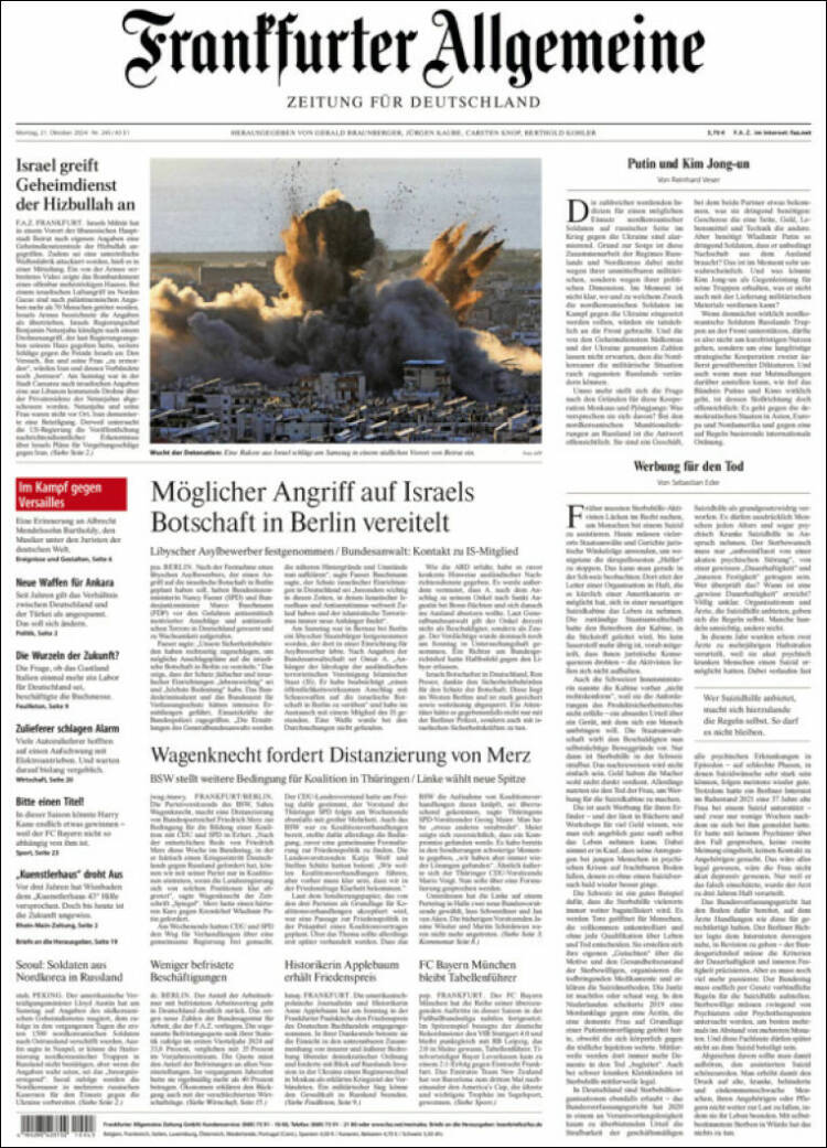 Portada de Frankfurter Allgemeine (Alemania)