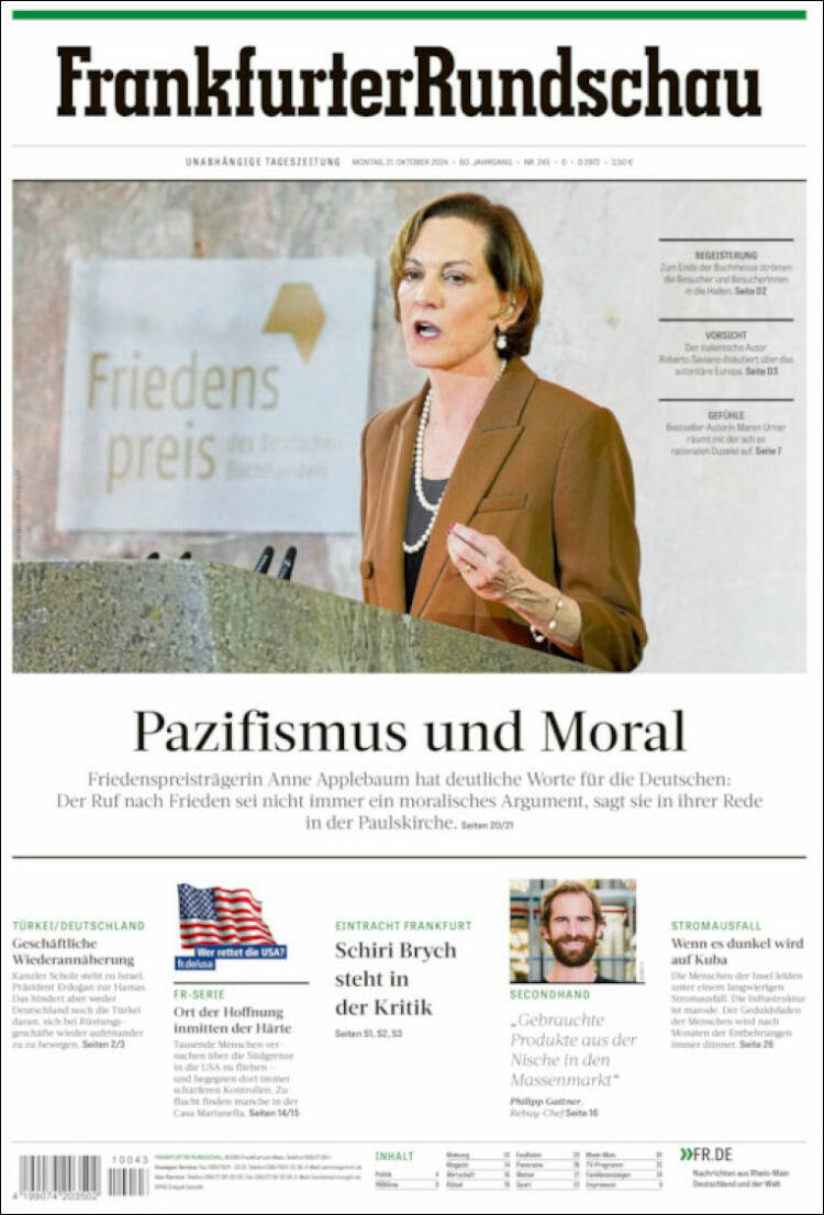 Portada de Frankfurter Rundschau (Alemania)