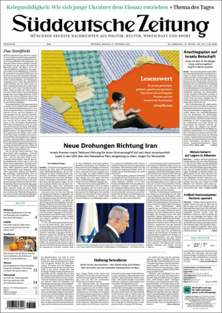 Portada de Sueddeutsche (Alemania)