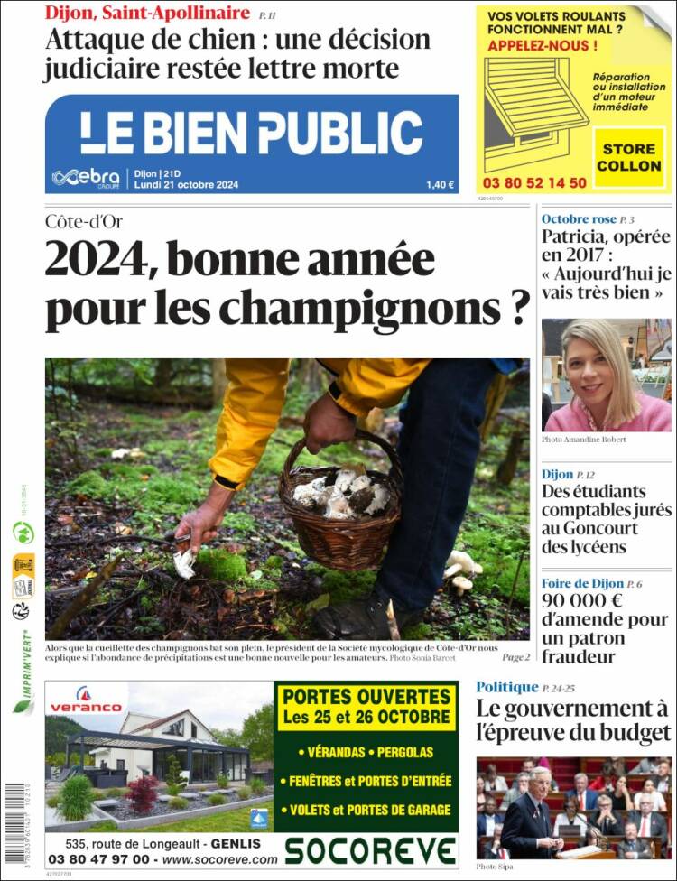 Portada de Le Bien Public (Francia)