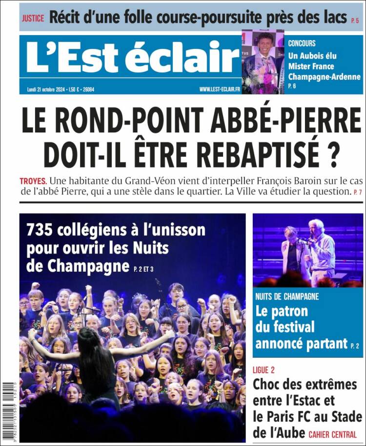 Portada de L'Est Eclair (Francia)