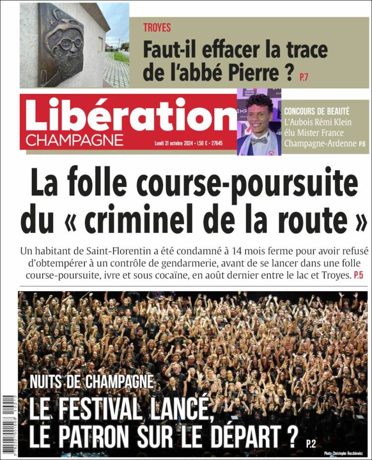 Portada de Libération Champagne (Francia)