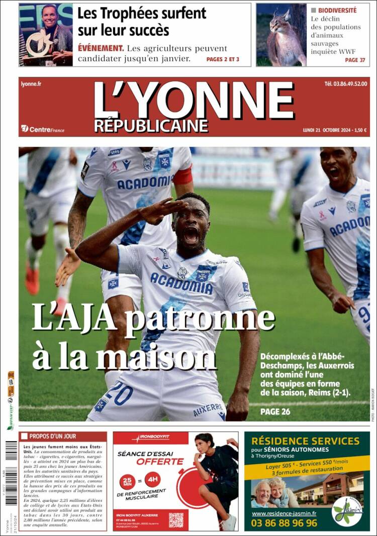 Portada de L'Yonne-Républicaine (Francia)
