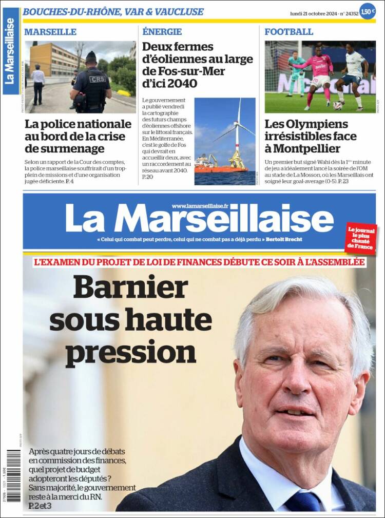Portada de La Marseillaise (Francia)