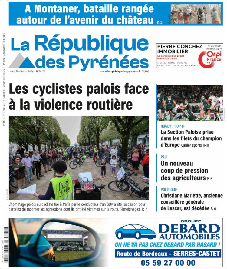 Portada de La République des Pyrénées (France)