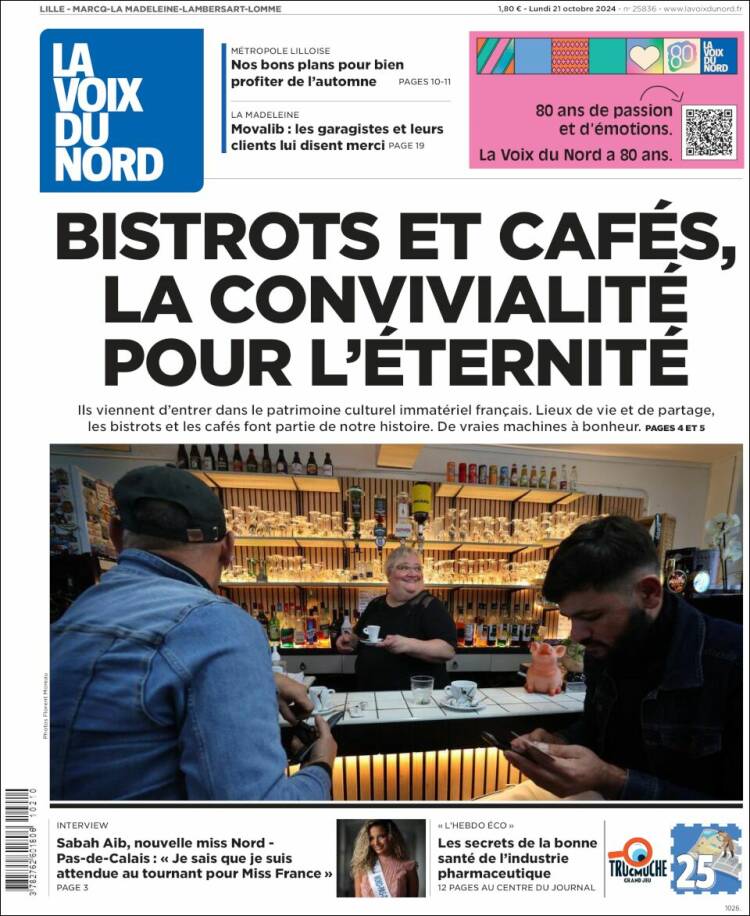 Portada de La Voix du Nord (Francia)