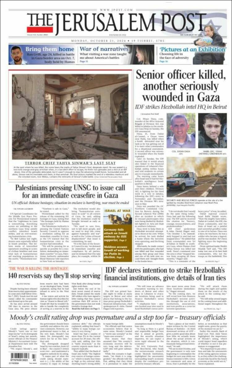 Portada de The Jerusalem Post (Israel)